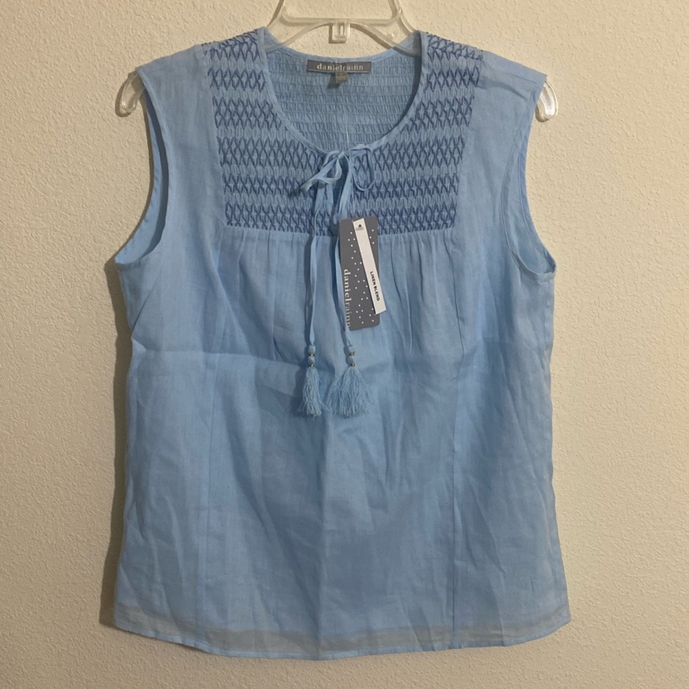 DANIEL RAINN Linen Blend Sleeveless Blouse Women’s Size S